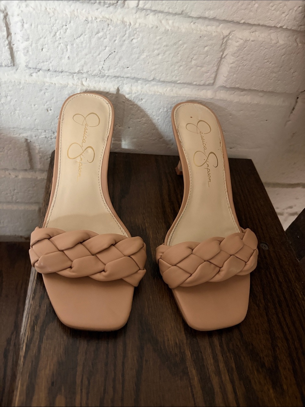 Jessica Simpson Nude Braided Slide Mules